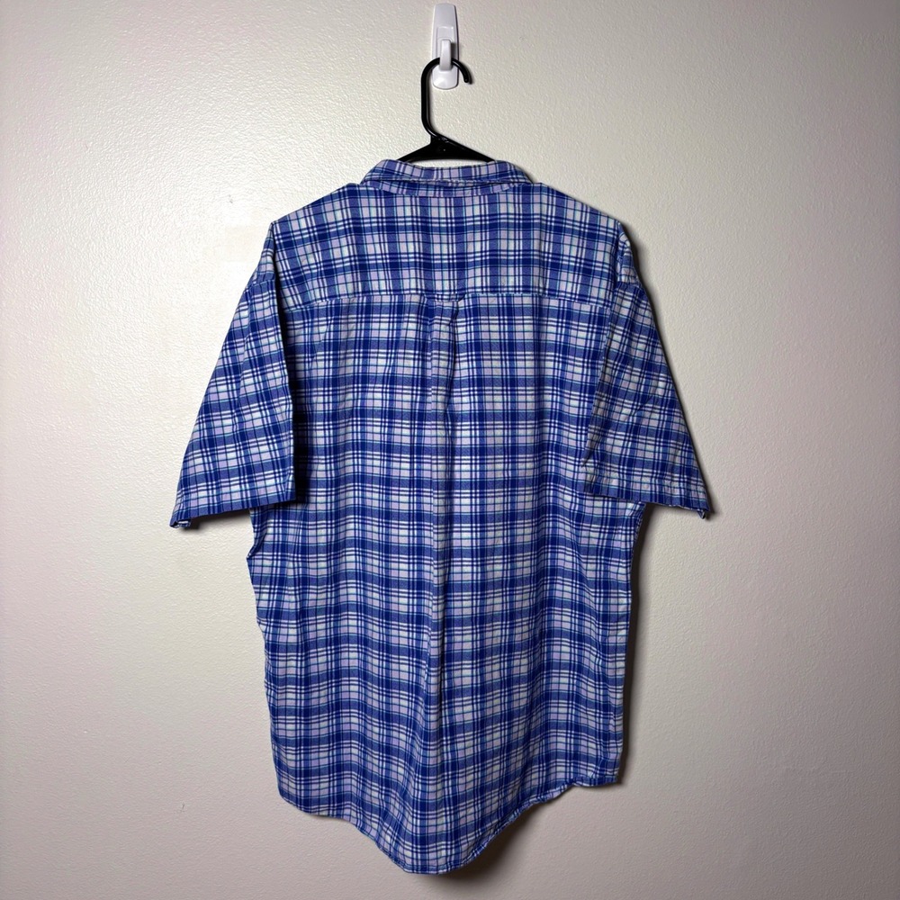 Pendleton Mens XL Short Sleeve Plaid Button Down Shirt Blue White 100% Cotton - Picture 4 of 7
